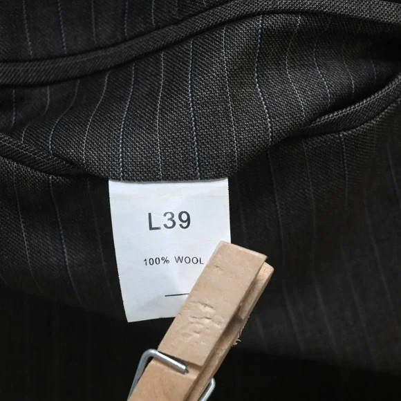 Jos A Bank 44L 36x32 Brown Stripe 100% Wool Mens Jacket Pants Suit
